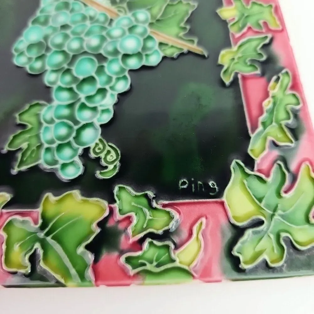 Vines Grapes set of 2 Art Tile 6x6 Decorative Wall Backsplash Free Standing